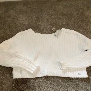 white knit sweater